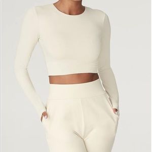 EMELY LONG SLEEVE CROP TOP - SAND